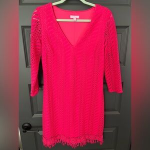 Lilly Pulitzer Fuchsia Lace V-Neck Dress